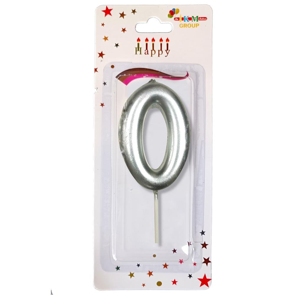 ORTA BOY 0 RAKAM GÜMÜŞ MUM 10CM PK:12 KL:600