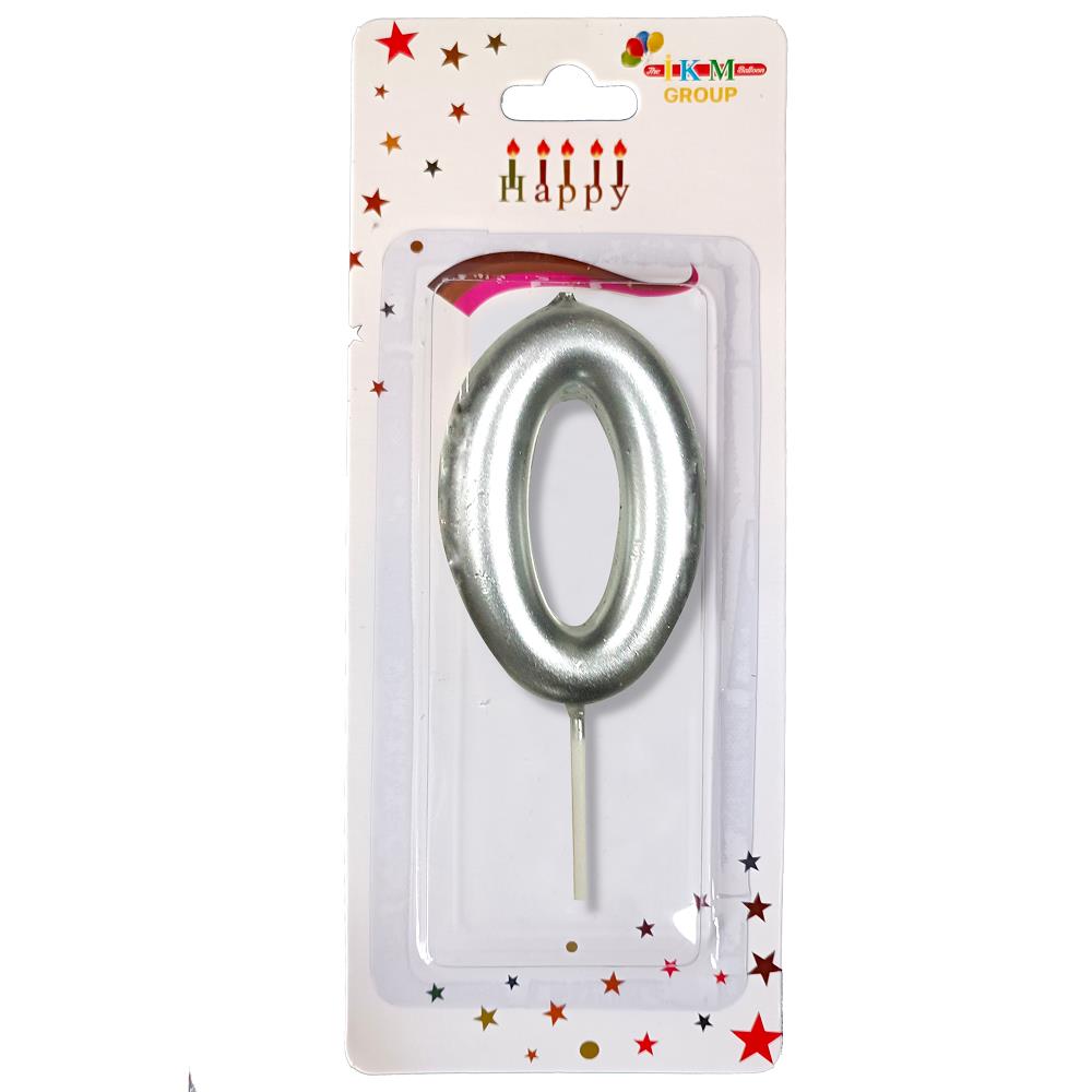 ORTA BOY 0 RAKAM GÜMÜŞ MUM 10CM PK:12 KL:600