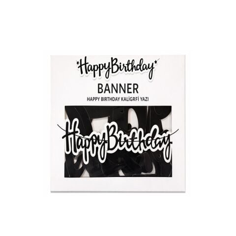 BANNER EL YAZILI HAPPY BİRTHDAY SİYAH UZAR YAZI