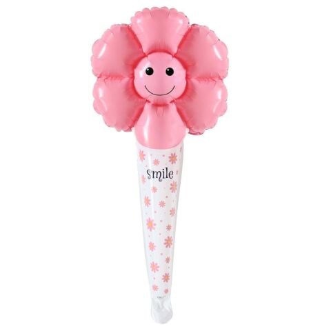 SAPLI GÜLEN YÜZ PAPATYA PEMBE FOLYO BALON 29,5*59,5