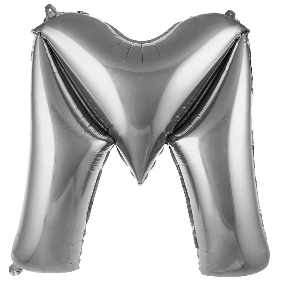 M- HARF 40 İNC GÜMÜŞ RENK BALON 100 CM