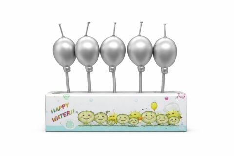 5Lİ CROM BALON GÜMÜŞ MUM PK:12