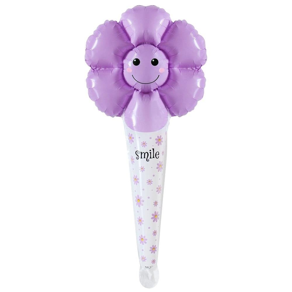 SAPLI GÜLENYÜZ PAPATYA MOR FOLYO BALON  29,5*59,5