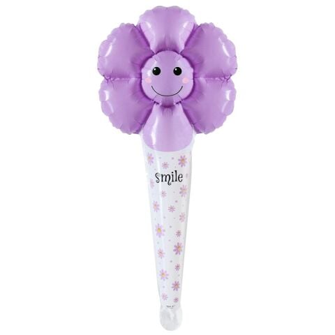 SAPLI GÜLENYÜZ PAPATYA MOR FOLYO BALON  29,5*59,5