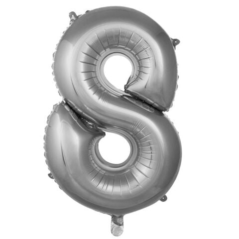 8- RAKAM 40 İNC GÜMÜŞ RENK BALON 100 CM