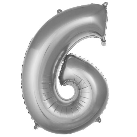 6- RAKAM 40 İNC GÜMÜŞ RENK BALON 100 CM