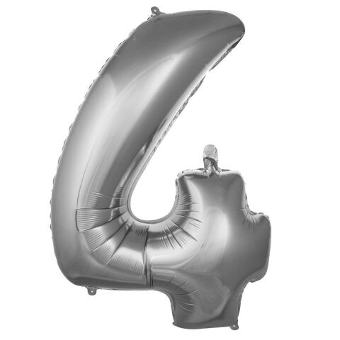 4- RAKAM 40 İNC GÜMÜŞ RENK BALON 100 CM