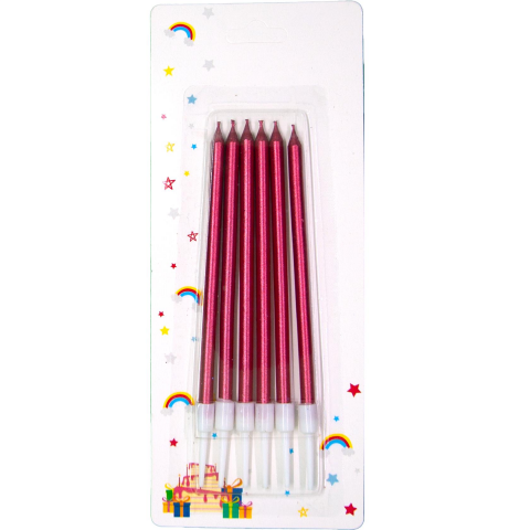 6 LI İNCE UZUN KIRMIZI MUM 13CM