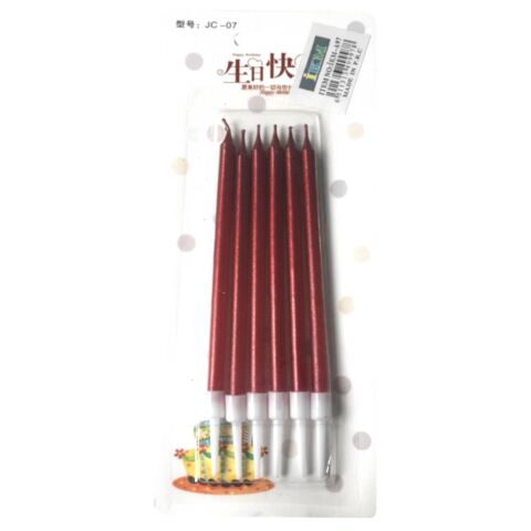 6 LI İNCE UZUN KIRMIZI MUM 13CM