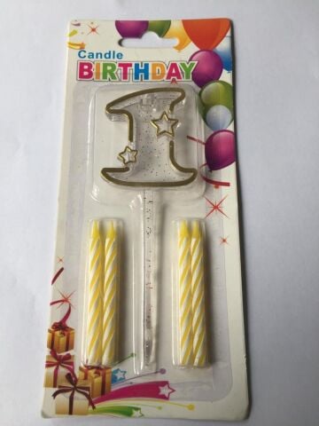 MİKA ŞEFFAF 1 RAKAM GOLD MUM 12CM PK:12 KL:600
