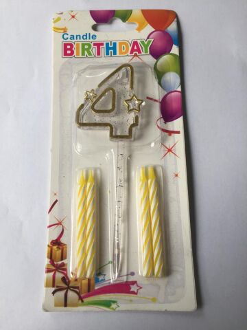 MİKA ŞEFFAF 4 RAKAM GOLD MUM 12CM PK:12 KL:600