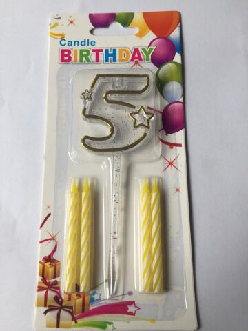 MİKA ŞEFFAF 5 RAKAM GOLD MUM 12CM PK:12 KL:600
