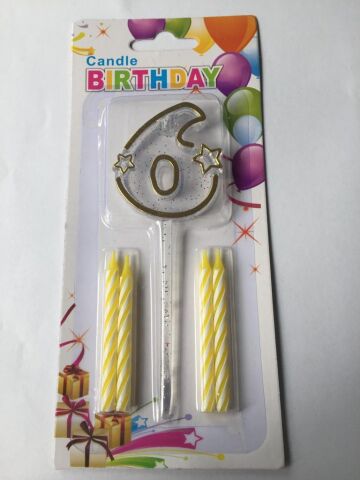 MİKA ŞEFFAF 6 RAKAM GOLD MUM 12CM PK:12 KL:600