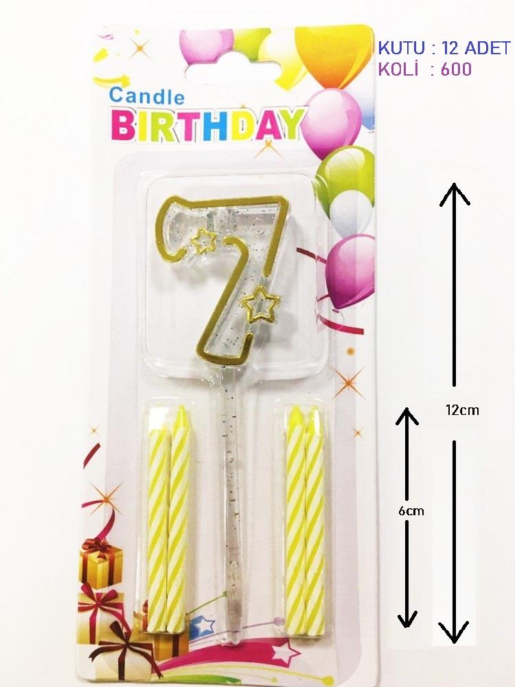 MİKA ŞEFFAF 7 RAKAM GOLD MUM 12CM PK:12 KL:600
