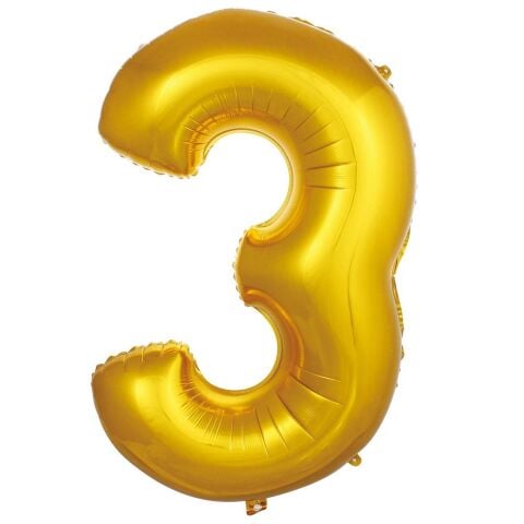 3- RAKAM 40 İNC GOLD RENK BALON 100 CM
