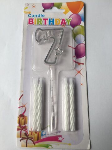 MİKA ŞEFFAF 7 RAKAM GÜMÜŞ MUM 12CM PK:12 KL:600