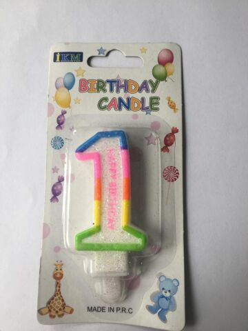 RENKLİ KLASİK 1 RAKAM MUM 7.5CM PK:12 KL:900