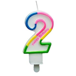 RENKLİ KLASİK 2 RAKAM MUM 7.5CM PK:12 KL:900