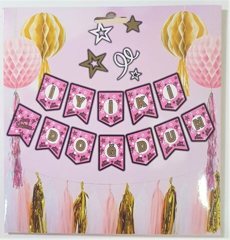 BÜYÜK BANNER İYİKİ DOĞDUN SİYAH ÜSTÜ GOLD UZAR YAZI