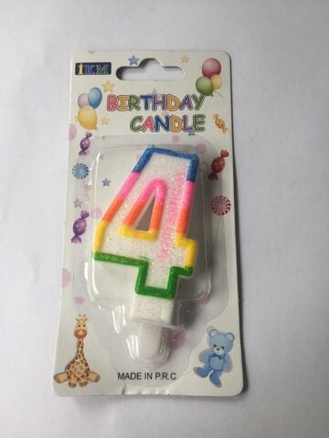 RENKLİ KLASİK 4 RAKAM MUM 7.5CM PK:12 KL:900