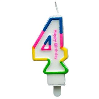 RENKLİ KLASİK 4 RAKAM MUM 7.5CM PK:12 KL:900