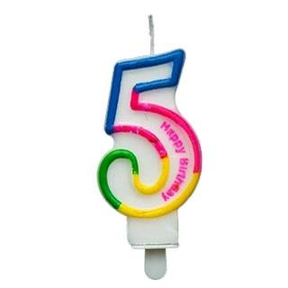 RENKLİ KLASİK 5 RAKAM MUM 7.5CM PK:12 KL:900