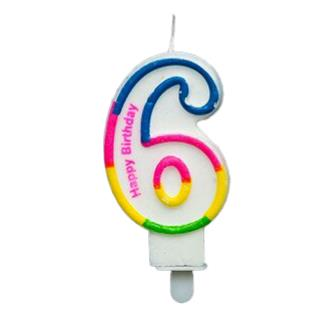 RENKLİ KLASİK 6 RAKAM MUM 7.5CM PK:12 KL:900