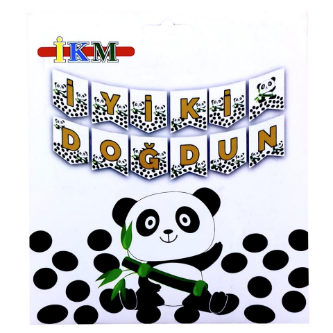 BÜYÜK BANNER PANDA İYİKİ DOĞDUN UZAR YAZI