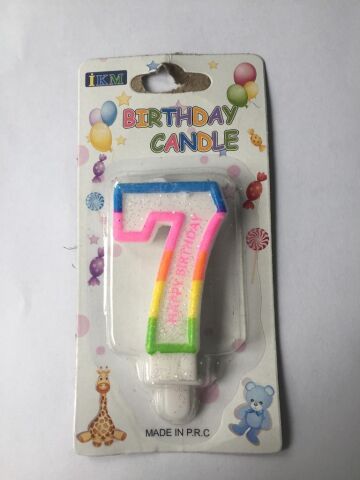 RENKLİ KLASİK 7 RAKAM MUM 7.5CM PK:12 KL:900
