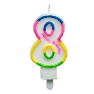 RENKLİ KLASİK 8 RAKAM MUM 7.5CM PK:12 KL:900