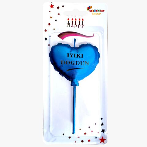 İYİKİ DOĞDUN KALP MAVİ MUM PK:12 KL:480