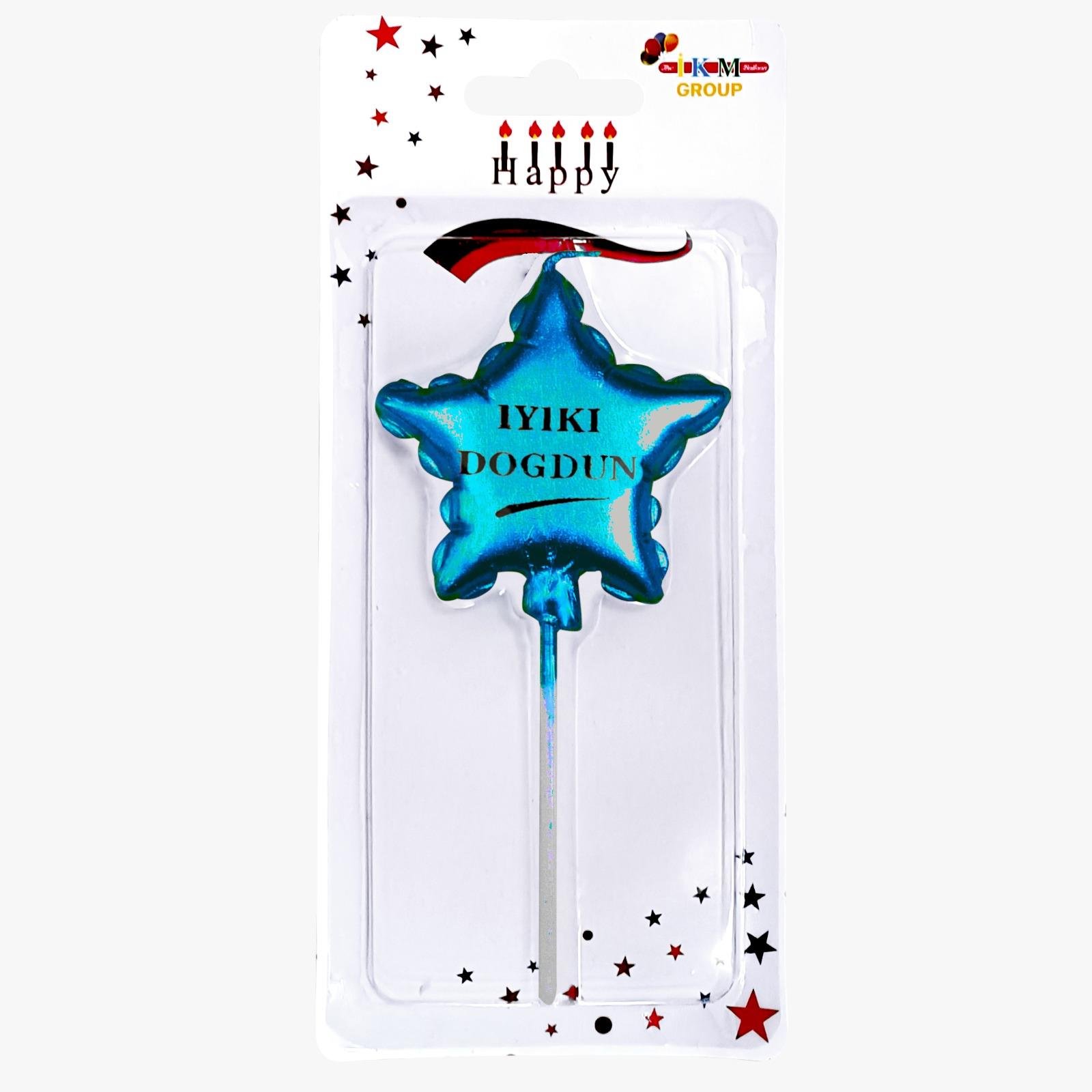 İYİKİ DOĞDUN YILDIZ MAVİ MUM PK:12 KL:480