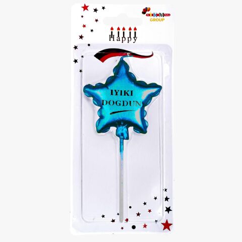 İYİKİ DOĞDUN YILDIZ MAVİ MUM PK:12 KL:480