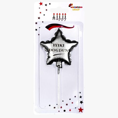 İYİKİ DOĞDUN YILDIZ GÜMÜŞ MUM PK:12 KL:480