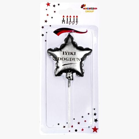 İYİKİ DOĞDUN YILDIZ GÜMÜŞ MUM PK:12 KL:480