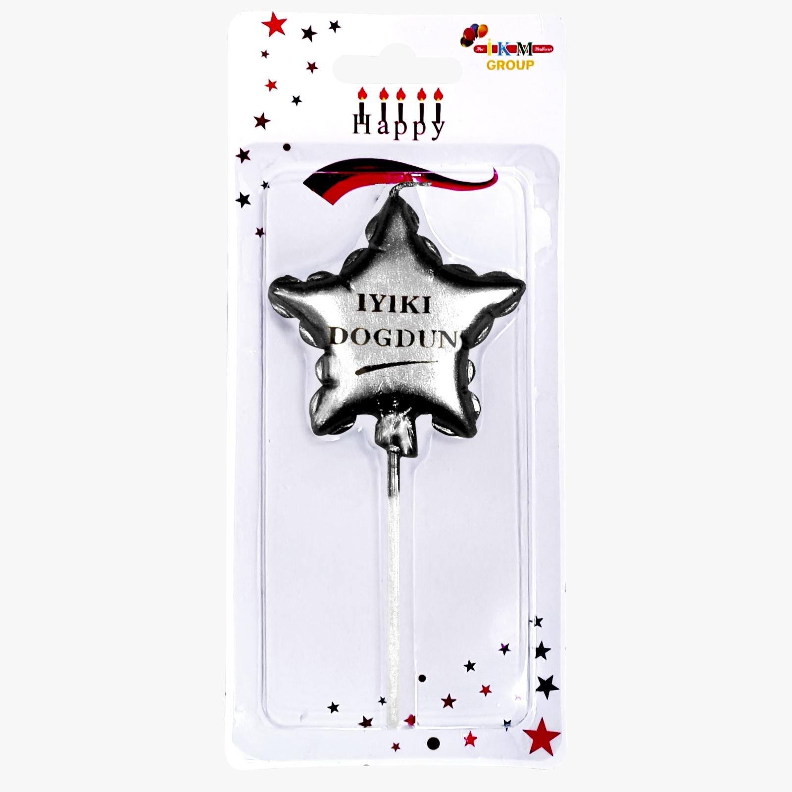 İYİKİ DOĞDUN YILDIZ GÜMÜŞ MUM PK:12 KL:480