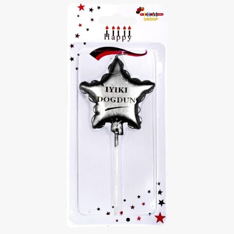 İYİKİ DOĞDUN YILDIZ GÜMÜŞ MUM PK:12 KL:480