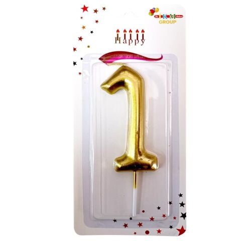 BÜYÜK BOY 1 RAKAM GOLD  MUM 13cm PK:24 KL:600