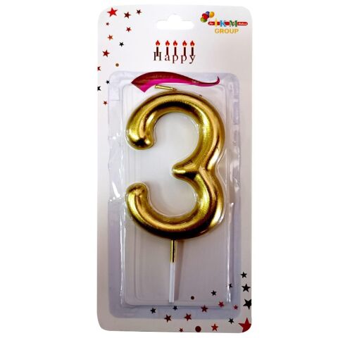 BÜYÜK BOY 3 RAKAM GOLD  MUM 13cm PK:24 KL:600