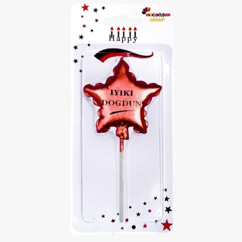İYİKİ DOĞDUN YILDIZ KIRMIZI MUM PK:12 KL:480