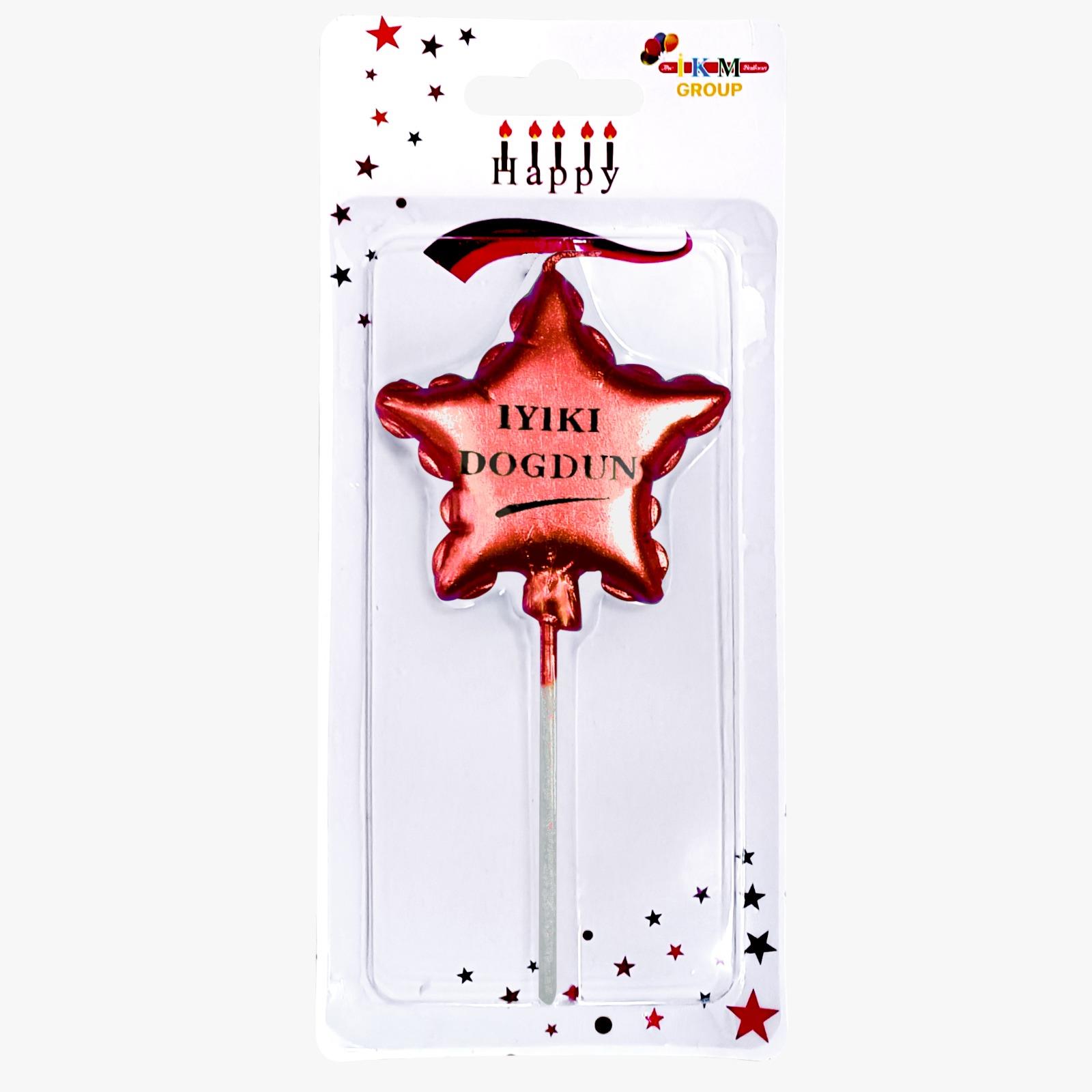 İYİKİ DOĞDUN YILDIZ KIRMIZI MUM PK:12 KL:480
