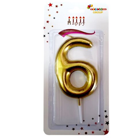 BÜYÜK BOY 6 RAKAM GOLD  MUM 13cm PK:24 KL:600
