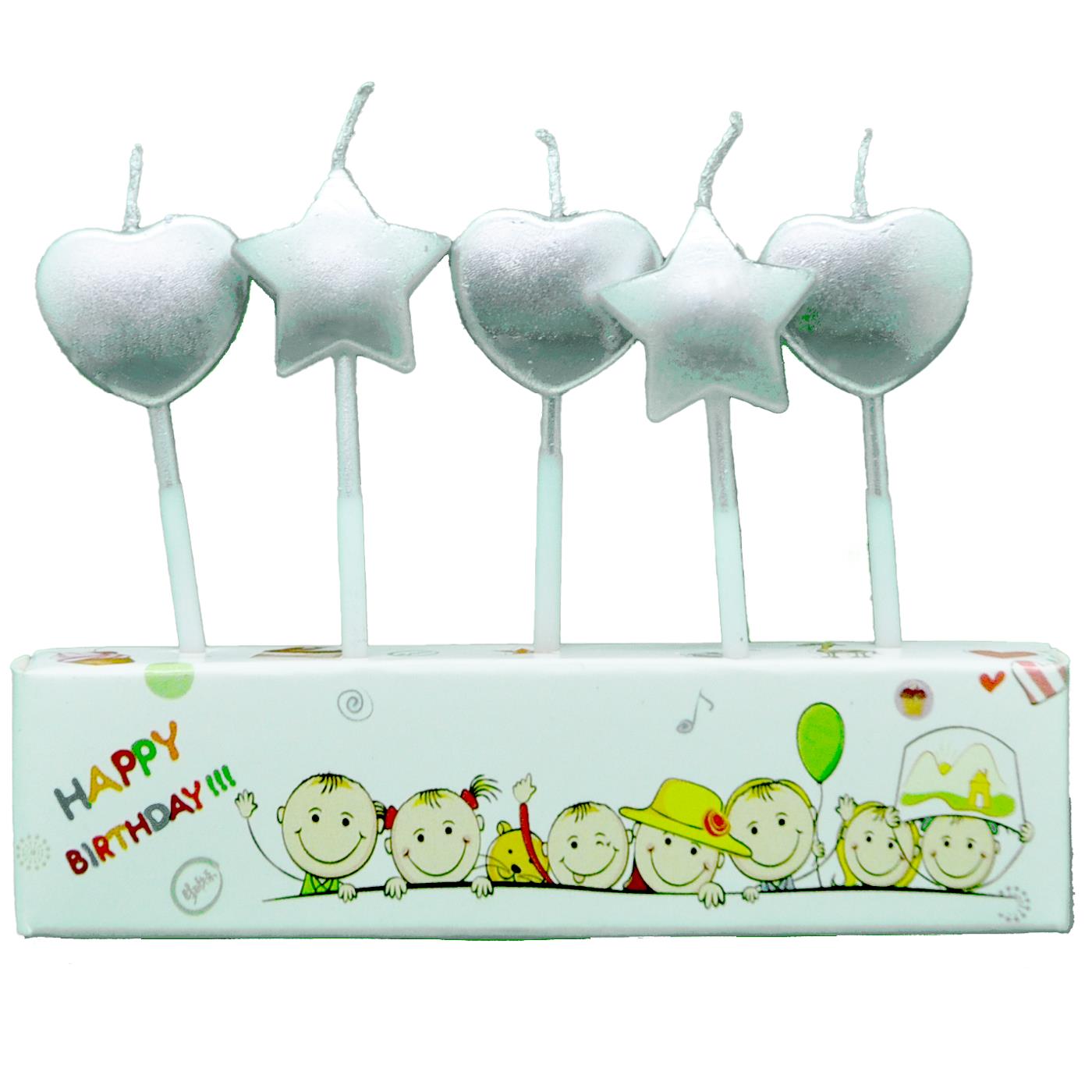 5Lİ CROM YILDIZ GÜMÜŞ MUM PK:12