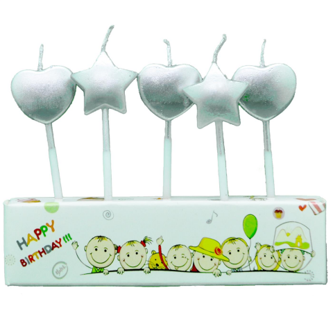5Lİ CROM YILDIZ GÜMÜŞ MUM PK:12