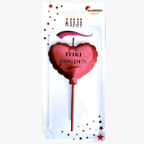 İYİKİ DOĞDUN KALP KIRMIZI MUM PK:12 KL:480