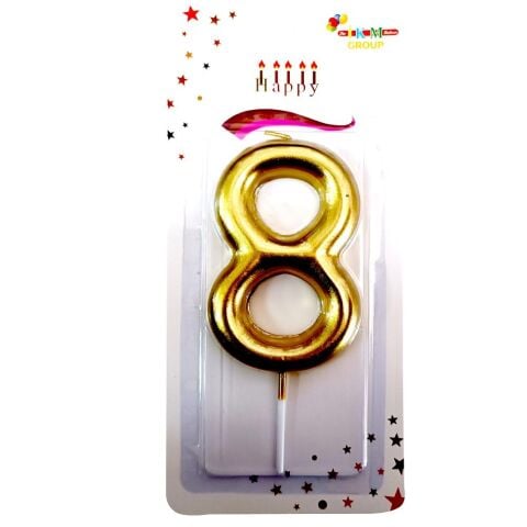 BÜYÜK BOY 8 RAKAM GOLD  MUM 13cm PK:24 KL:600