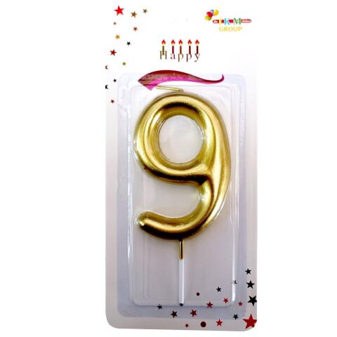 BÜYÜK BOY 9 RAKAM GOLD  MUM 13cm PK:24 KL:600