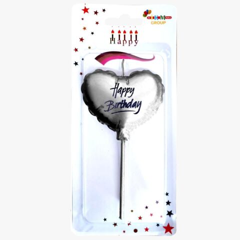 HAPPY BİRTHDAY KALP GÜMÜŞ MUM PK:12 KL:480