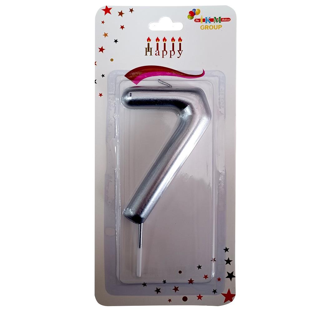 BÜYÜK BOY 7 RAKAM GÜMÜŞ  MUM 13cm PK:24 KL:600