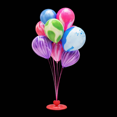 11 ÇUBUKLU KALPLİ KIRMIZI BALON STANDI